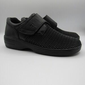 Propet WPRX25 Walking Shoes Womens 8 Black Leather Mesh Hook Loop